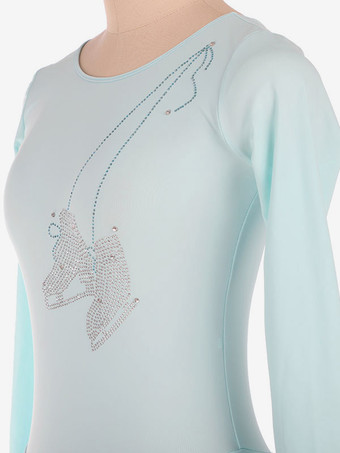 スケートドレスアクアポリエステルボディコン長袖ダンス衣装