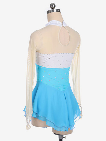 スケートドレスライトスカイブルー韓国ビロード色ブロックダンス衣装