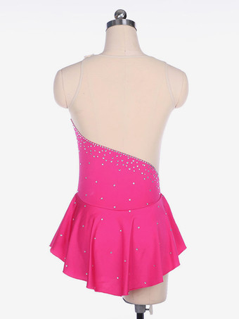 スケートドレスローズポリエステルツートンカラーのダンス衣装