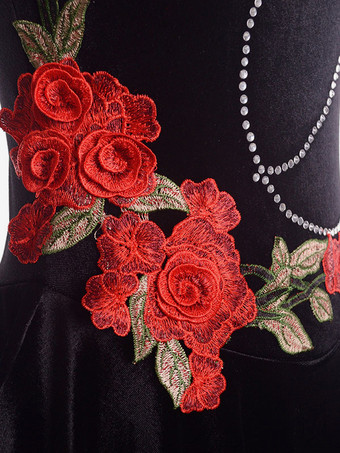 スケートドレス黒韓国ベルベットダンス衣装