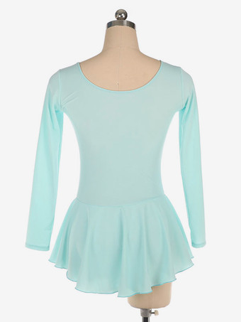 スケートドレスアクアポリエステルボディコン長袖ダンス衣装