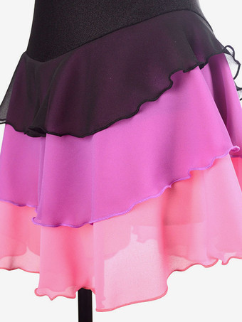 スケートドレスブラックポリエステルストライプダンス衣装