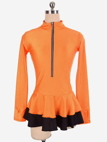 オレンジスケートドレスピンクポリエステルツートンダンスのコスチューム