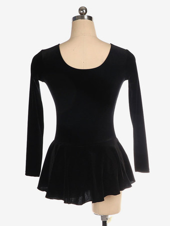 スケートドレス黒韓国ベルベット長袖ダンス衣装