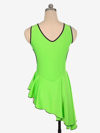 スケートドレスローズポリエステルボディコンダンス衣装