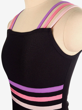 スケートドレスブラックポリエステルストライプダンス衣装