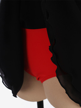 スケートドレスブラックポリエステルレースダンスコスチューム