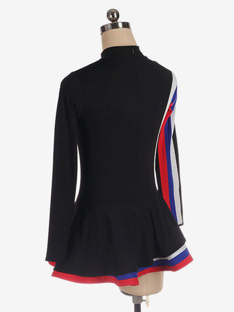 スケートドレスブラックポリエステルストライプダンス衣装