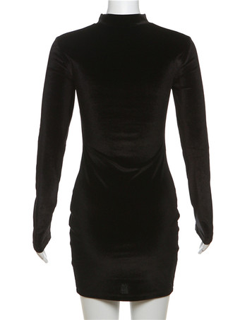 Abito aderente sexy Mini abiti in velluto a maniche lunghe trasparenti con pancia