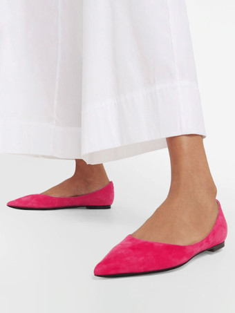 レディース バレエ フラット スエード ポインテッドトゥ スリッポン パンプス