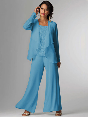 SarcelleTenue de mère de mariée Tenue de mariage d'invitée blanche en chiffon 3 pièces