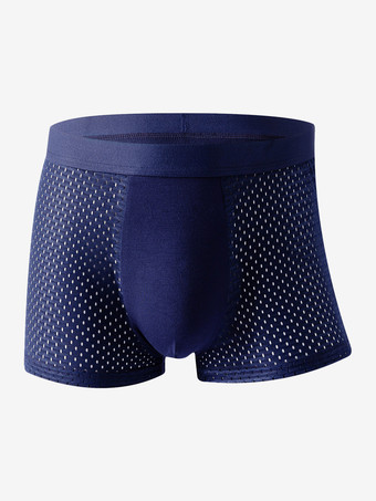 ロイヤルブルーメンズ下着メッシュソリッドカラースポーツボクサーブリーフ4枚