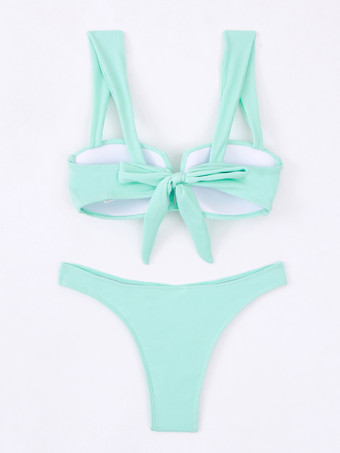 ライトグリーン ハーフカップビキニトップとハイカットボトムの2点セット