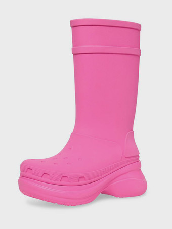 ピンクのレインブーツ プラットフォーム ラウンドトゥ 防水ブーツ