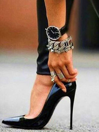 ハイヒール ブラック セクシー ポインテッドトゥ スティレットヒール パンプス 女性用