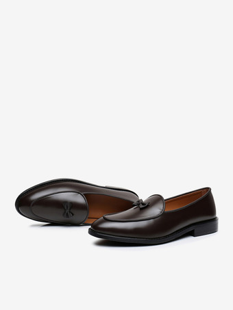 Cowhide Slip-On Mens Loafer Bow Dress Prom Homecoming Wedding Shoes