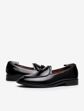 Cowhide Slip-On Mens Loafer Bow Dress Prom Homecoming Wedding Shoes