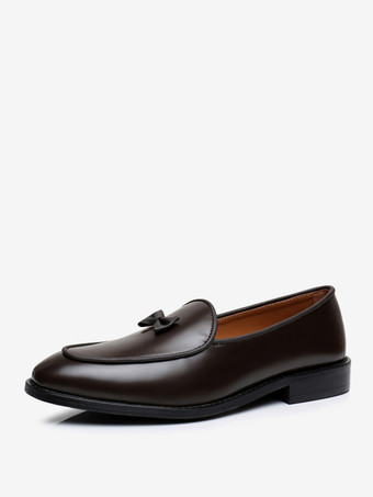Cowhide Slip-On Mens Loafer Bow Dress Prom Homecoming Wedding Shoes