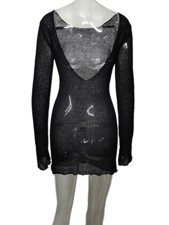 ホワイト カバーアップ ボートネック ローバック 長袖 ビーチ 水着