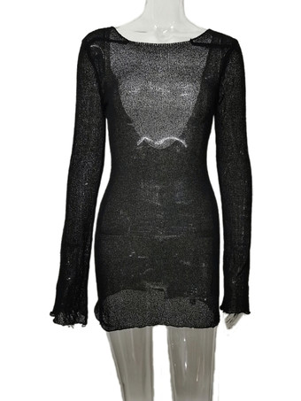 ホワイト カバーアップ ボートネック ローバック 長袖 ビーチ 水着