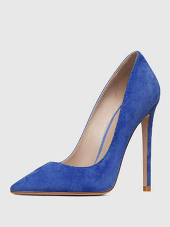 レディース ポインティトゥ スティレット プロム ヒール パンプス フェイク スエード レザー