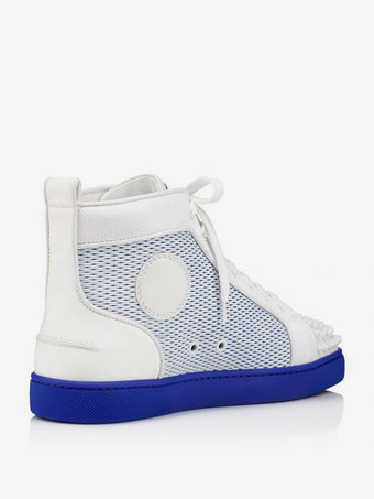 Zapatillas altas blancas para hombre Cómodos zapatos con cordones y punta redonda con remaches