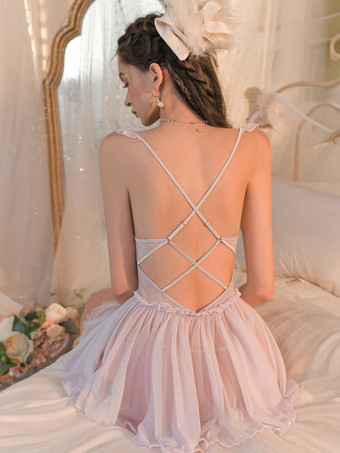 ベビードール ランジェリー ベビードール 女性用 ホワイト カットアウト 非対称 ポリエステル セクシー