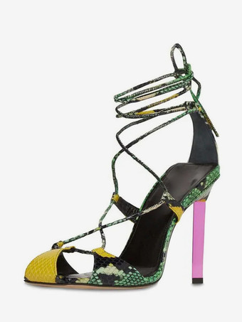 女性用サテンパーティーシューズブルーレースアップハイヒールサンダルシューズ