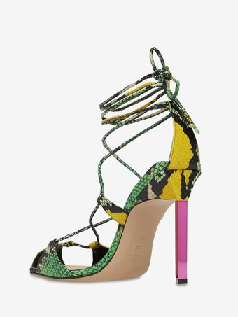 女性用サテンパーティーシューズブルーレースアップハイヒールサンダルシューズ