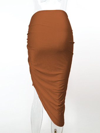 スカート コーヒーブラウン ポリエステル ナチュラルウエスト カジュアル コンバーチブル 秋 ふくらはぎ半ば丈 レディース ボトムス