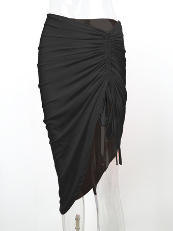 スカート コーヒーブラウン ポリエステル ナチュラルウエスト カジュアル コンバーチブル 秋 ふくらはぎ半ば丈 レディース ボトムス