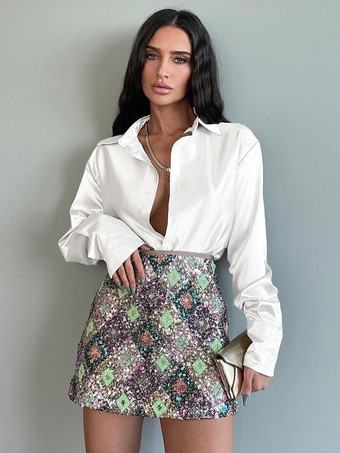 ホワイト 長袖ブラウス ボタン ビジネスカジュアル 春秋 ブラウス 無地