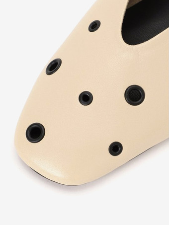 レディース バレエフラット ブラック ラウンドトゥ カットアウト バックル ストラップ フラットシューズ