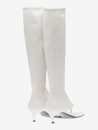 ブラック ミッドカーフブーツ レディース オープントゥ フリップフロップ キトンヒール エラスティックサンダルブーツ