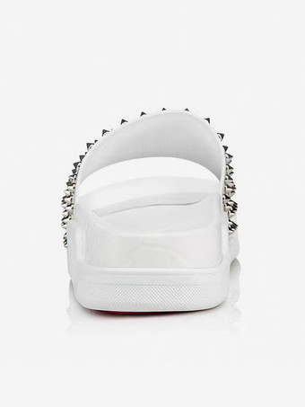 ユニセックス フラットスパイク ビアンコ ブラック プラットフォーム スライドサンダル