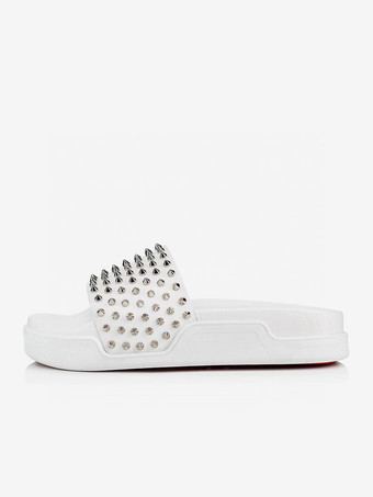 ユニセックス フラットスパイク ビアンコ ブラック プラットフォーム スライドサンダル