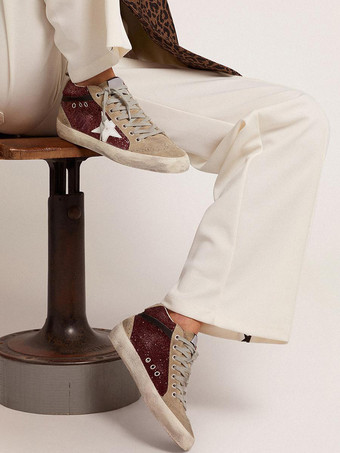 Baskets de skate à paillettes à bout rond et lacets montants pour femmes