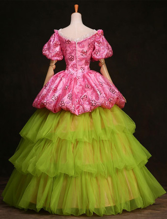 レトロ服　ヴィンテージファッション　コスチューム　ドレス　ピンク　半袖　大人用　ロココ調　女性用　合成繊維　 ハロウィン