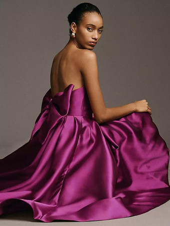 ブライドメイドドレス サテン生地 Aライン マキシレングス ウェディングパーティードレス