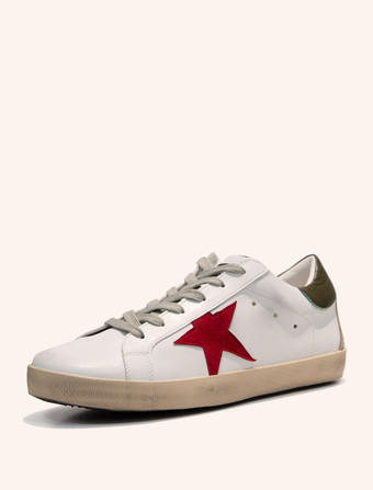   Herren Low Top Runde Zehenpartie Rot Sterne Print Casual Sneakers Schuhe