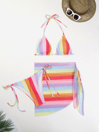 女性用ビキニ水着 ブルー レースアップ コンバーチブル ウエスト上げ 夏用 ビーチ水着