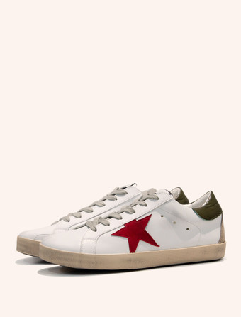 Grün   Herren Low Top Runde Zehenpartie Rot Sterne Print Casual Sneakers Schuhe