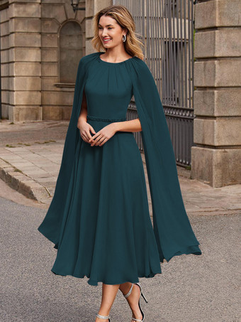 インクブルーブライダルマザードレス ジュエルネック ノースリーブ ショートサッシュ ゲストドレス 結婚式用