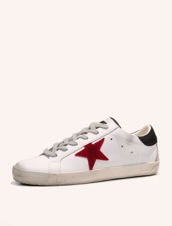   Herren Low Top Runde Zehenpartie Rot Sterne Print Casual Sneakers Schuhe