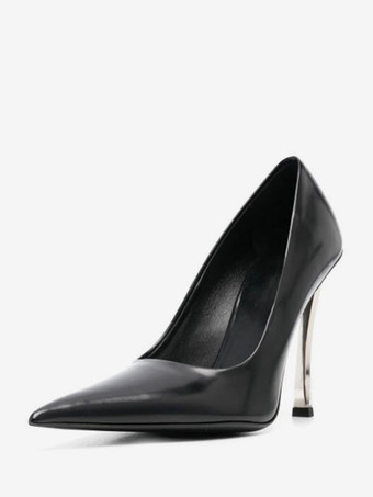 ブラック ハイヒール ポインテッドトゥ パンプス PU ホワイト 12cm スリップオン ピンヒール シューズ 無地 プラスサイズシューズ 結婚式 二次会 通勤用 仕事 キャバ 卒園式 卒園式 レディース靴