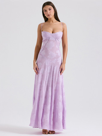 Floral Dress Maxi Dresses Floral Print Sleeveless Straps Neck Elegant Spaghetti Straps Lace-up No Open Seam Long Fall