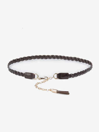 チョコレートスタイリッシュなベルト 牛革編み込みドレスシャツベルト フリンジ付き