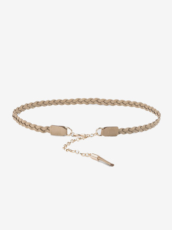 ディープアプリコットスタイリッシュなベルト 牛革編み込みドレスシャツベルト フリンジ付き