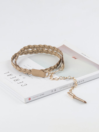 スタイリッシュなベルト 牛革編み込みドレスシャツベルト フリンジ付き