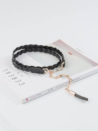 スタイリッシュなベルト 牛革編み込みドレスシャツベルト フリンジ付き